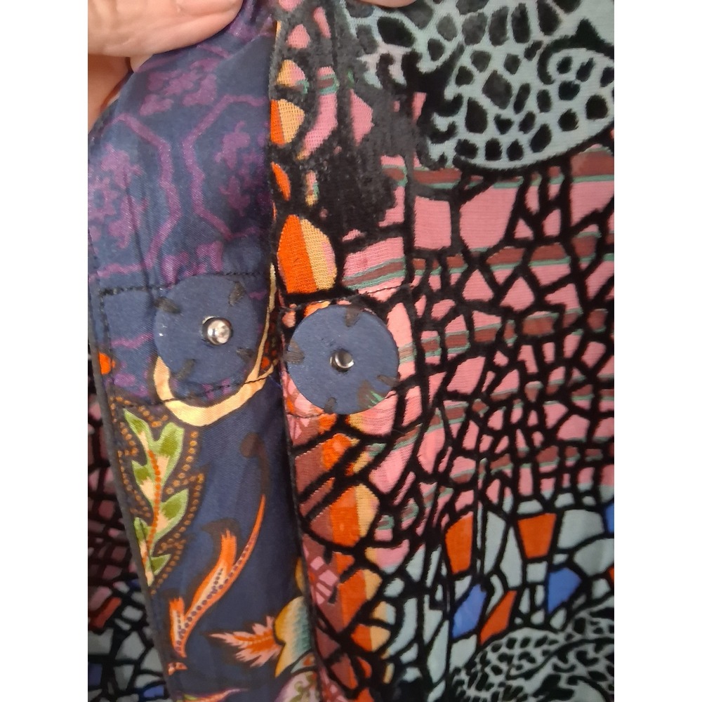 Johnny Was Reversible Silk Duster Cardigan Burnout Velvet Floral Paisley Small - Picture 4 of 9